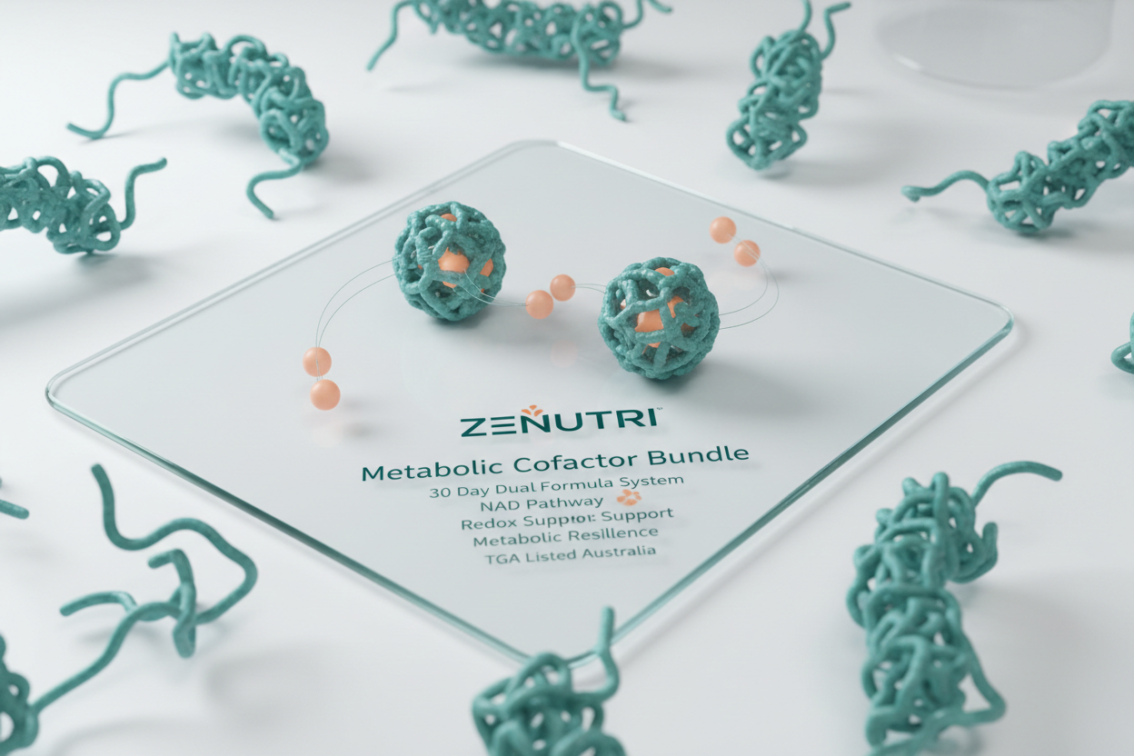ZENUTRI Metabolic Cofactor Bundle with molecular models on a white background