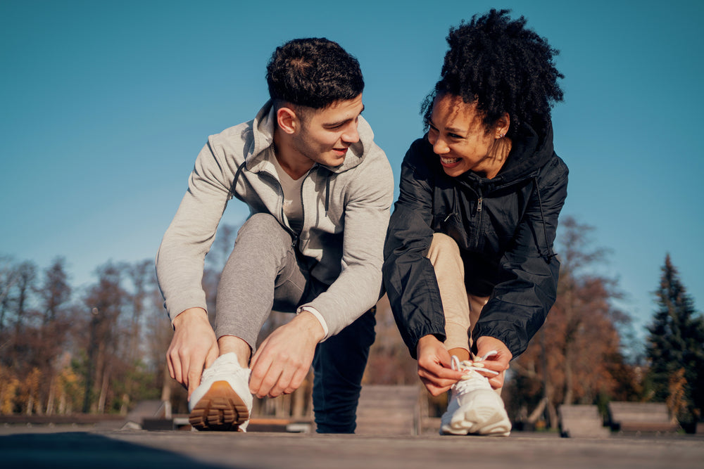 couple getting ready for excursive in the morning after taking zenutri vitamin s