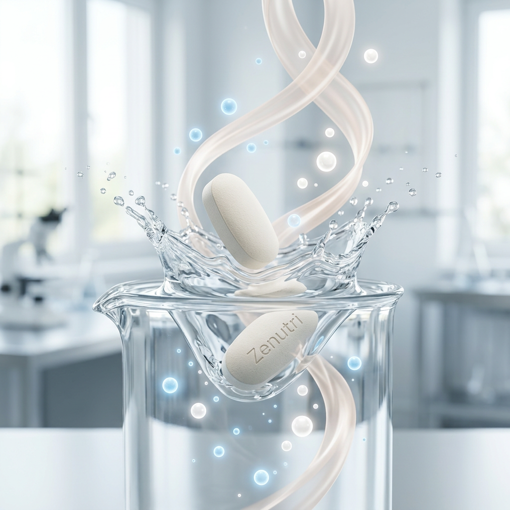 Zenutri collagen tablets releasing hydrolyzed collagen and hyaluronic acid nutrients — alternate view