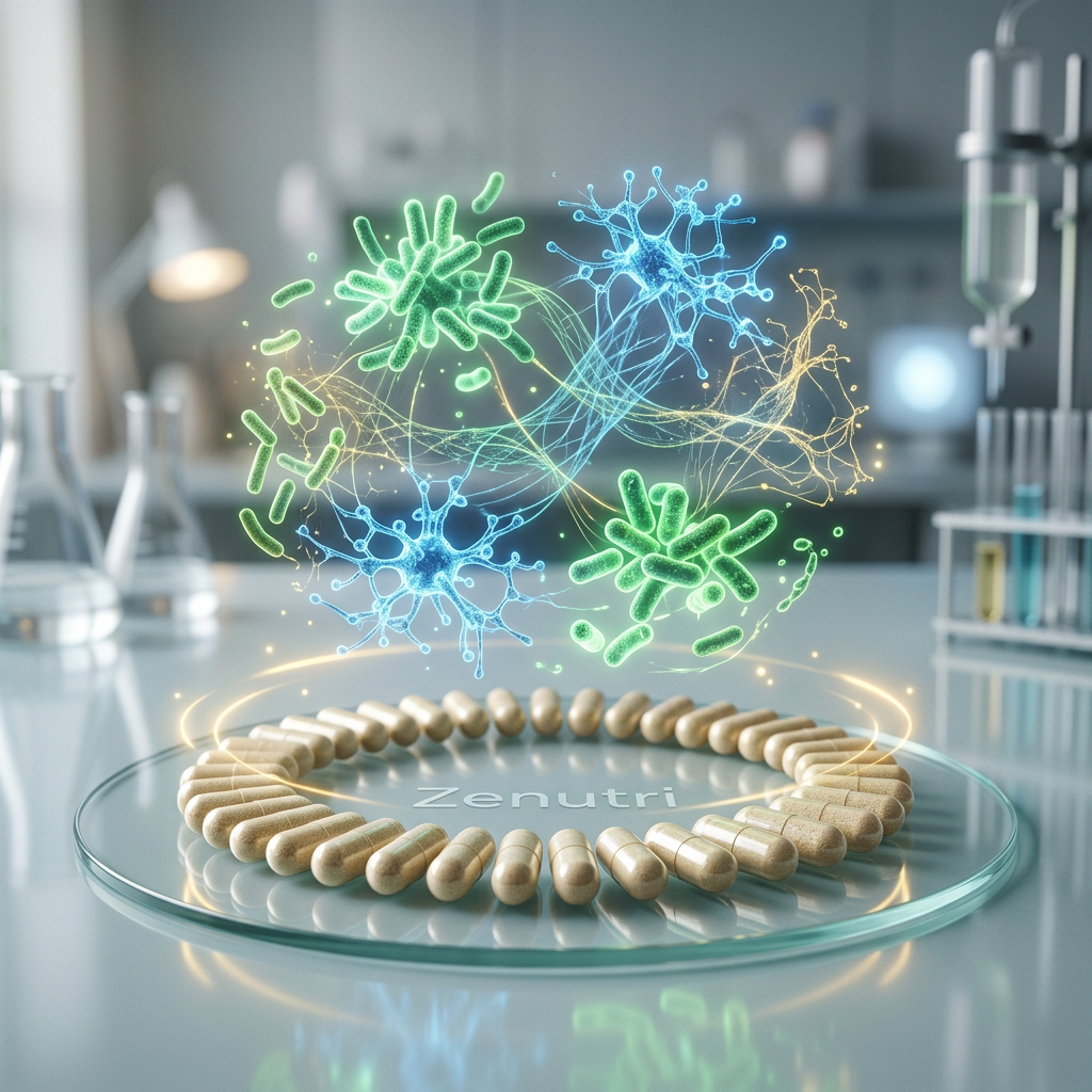Zenutri Probiotic capsules containing beneficial bacteria and prebiotic fiber