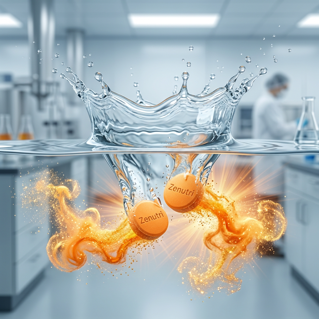 Zenutri Vitamin C tablets releasing antioxidants for immune and cellular health — alternate view