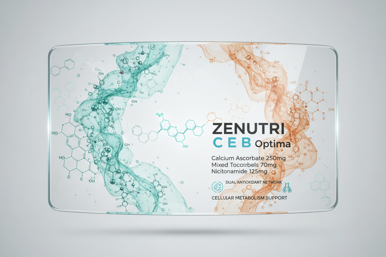 Zenutri CEB Optima supplement package on a light gray background