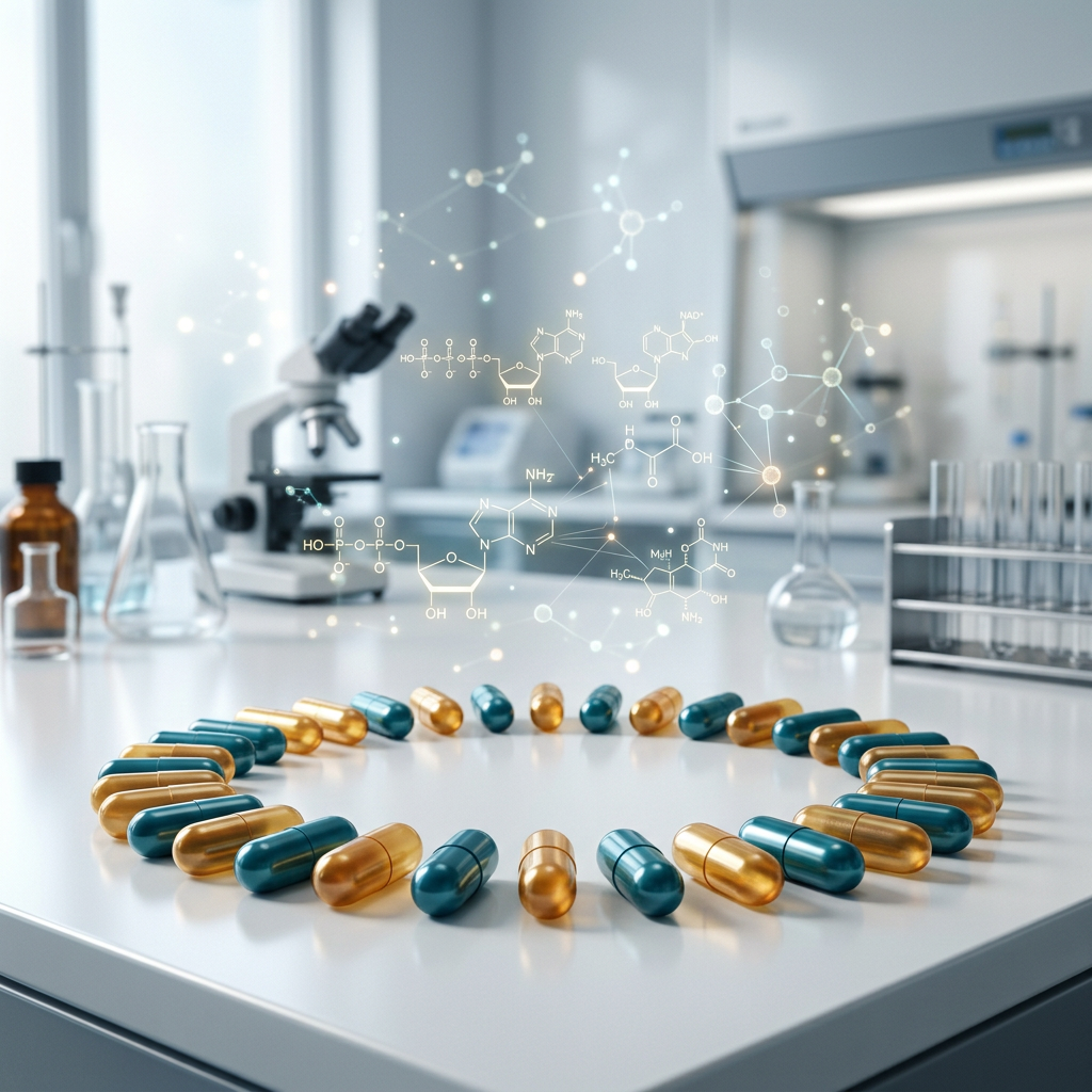Acetyl L-Carnitine supplement capsules representing antioxidant protection and cellular support
