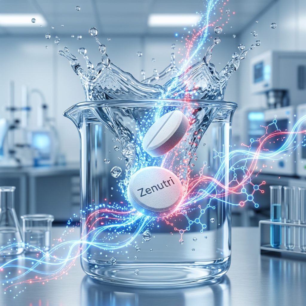 Zenutri Vitamin B12 tablets releasing nutrients for energy metabolism and vitality — alternate view