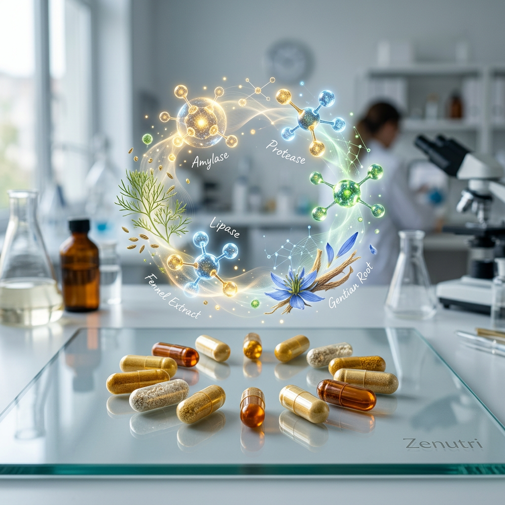 Zenutri Digestive Enzymes capsules with enzymes and herbal extracts for digestion