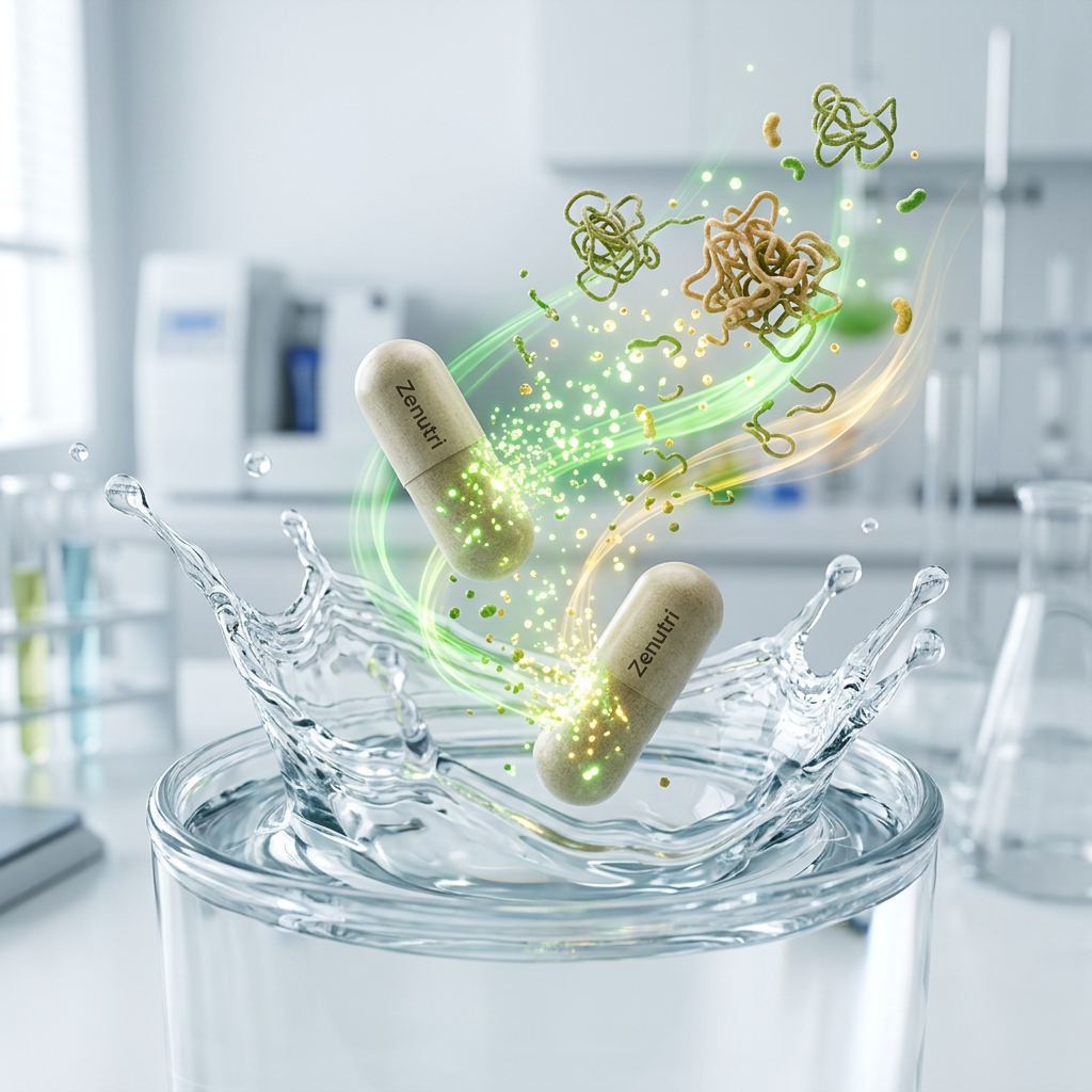 Zenutri Digestive Enzymes capsules releasing enzymes for digestion support — alternate view