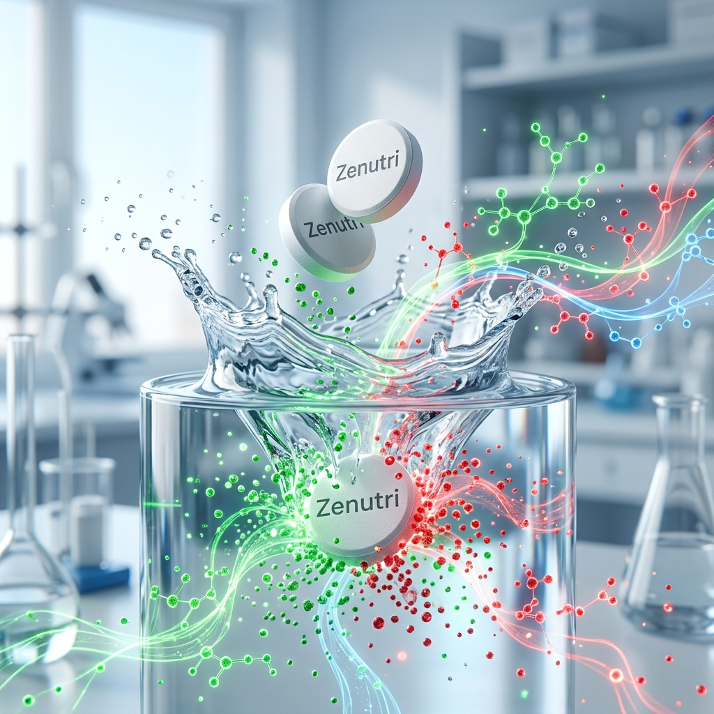 Zenutri Folate tablets releasing vitamin B9 for cellular and blood health — alternate view