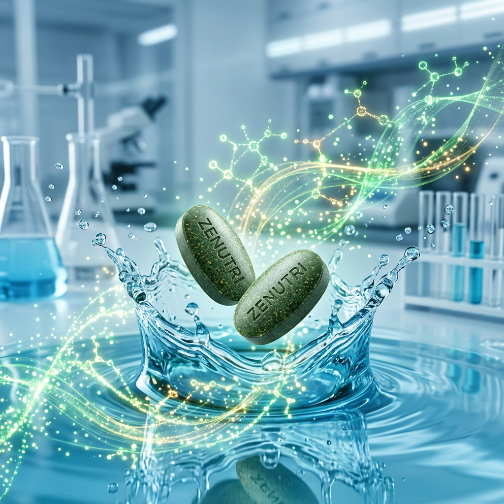 Zenutri Ginkgo Biloba tablets releasing herbal compounds for circulation and brain support — alternate view