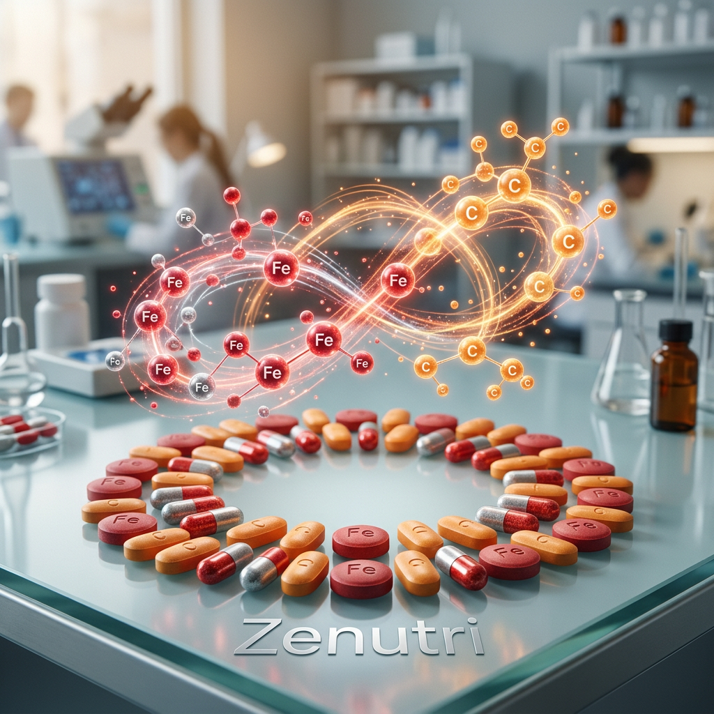 Zenutri Iron tablets containing iron and vitamin C for blood and energy support