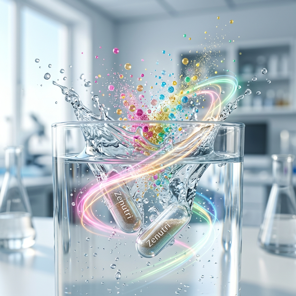 Zenutri Multivitamin for Her capsules releasing vitamins and minerals for energy and health — alternate view