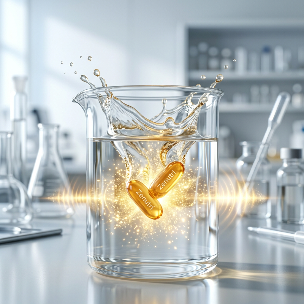 Zenutri Vitamin D capsules releasing sunlight energy for immune and bone health — alternate view